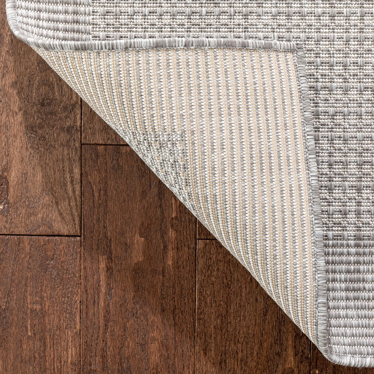 Grey Ivory Flatweave Indoor Outdoor Synthetic Rug