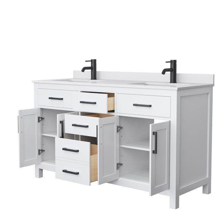 Beckett 60" White Double Bathroom Vanity with Marble Top