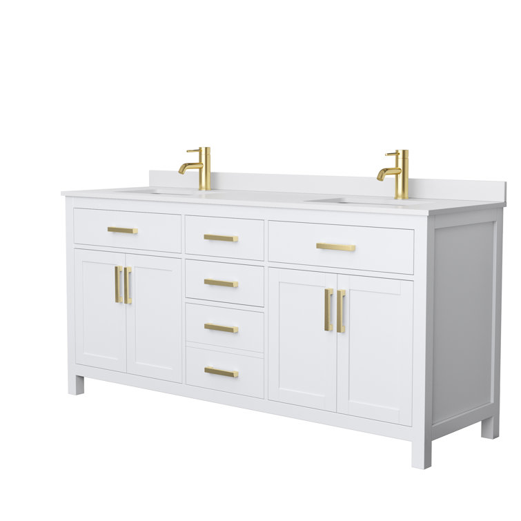 Beckett 72" White Double Freestanding Bathroom Vanity with Cultured Marble Top