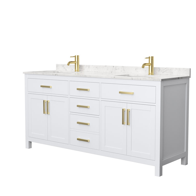 Beckett 72" White Double Vanity with Carrara Marble Top