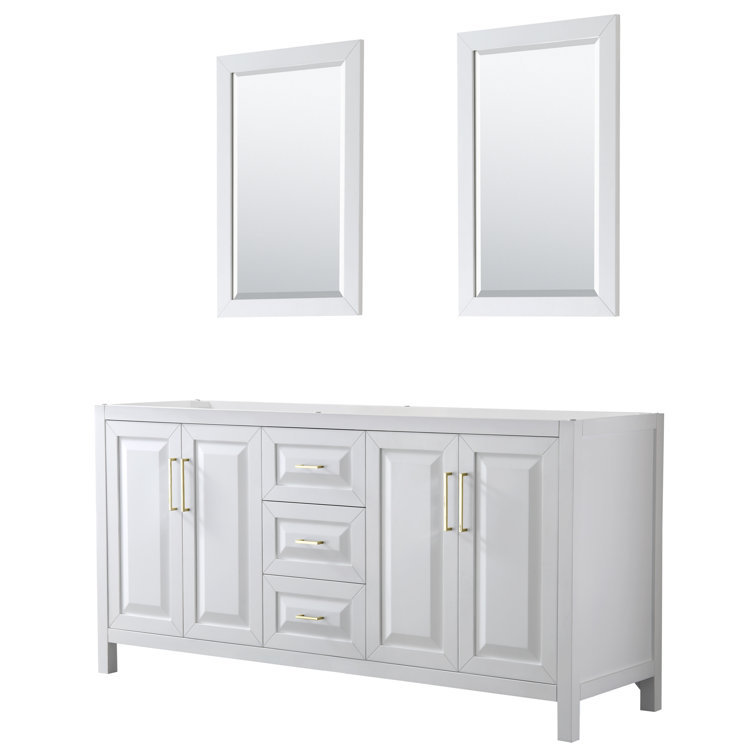 Daria 71" White and Gold Double Bathroom Vanity