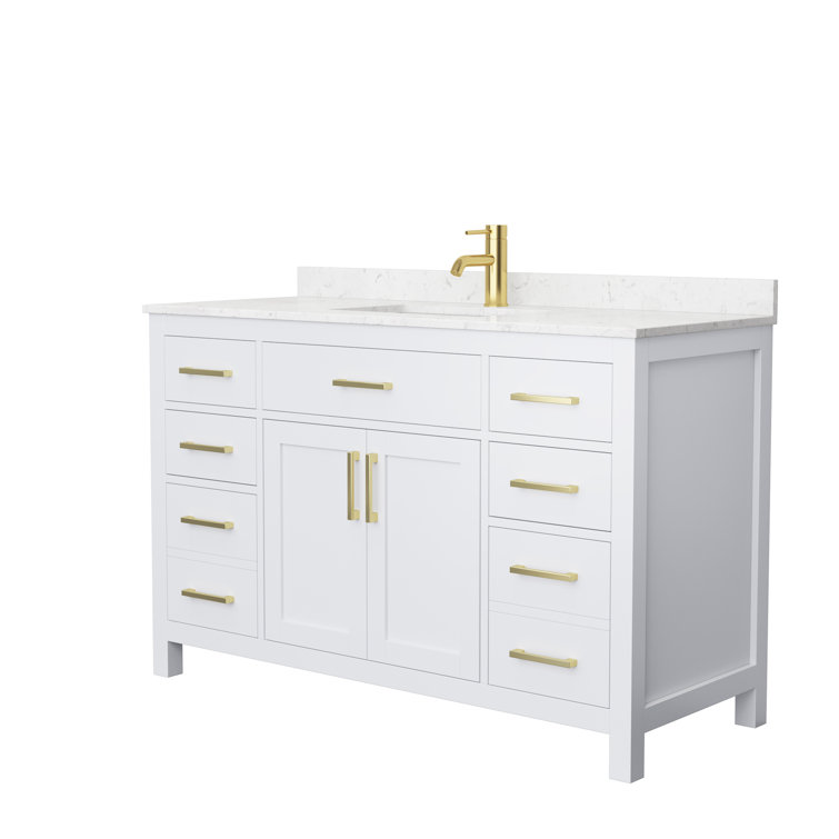 Beckett 54" White and Gold Freestanding Single Bathroom Vanity