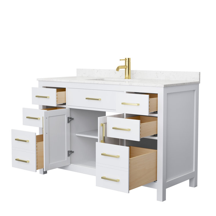 Beckett 54" White and Gold Freestanding Single Bathroom Vanity