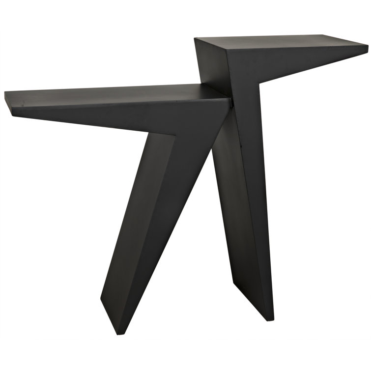 Modern Black Metal and Wood Console Table