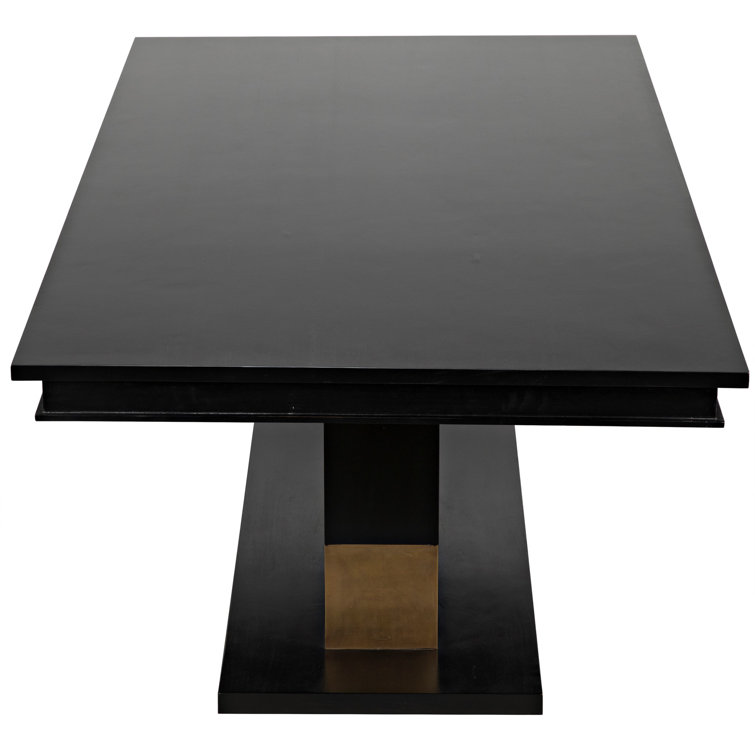 Ravenko Hand-Rubbed Black Mahogany Dining Table with Brass Accents