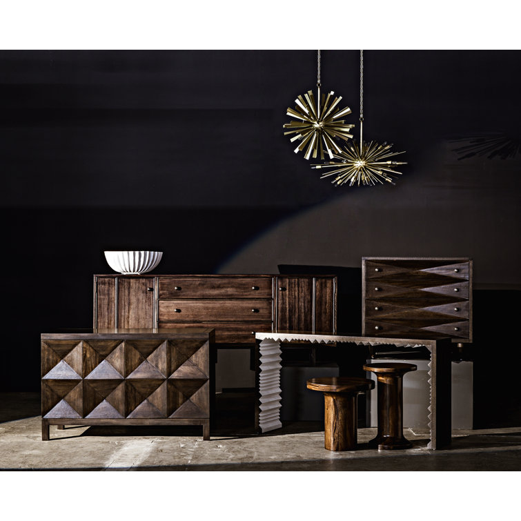 Aaran 52'' Ebony Walnut Concave Diamond Sideboard Cabinet