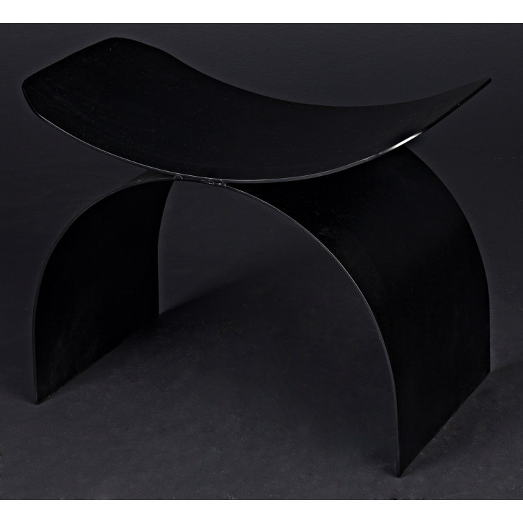Noir Papillon Black Steel Industrial Accent Stool