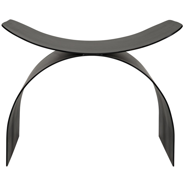 Noir Papillon Black Steel Industrial Accent Stool