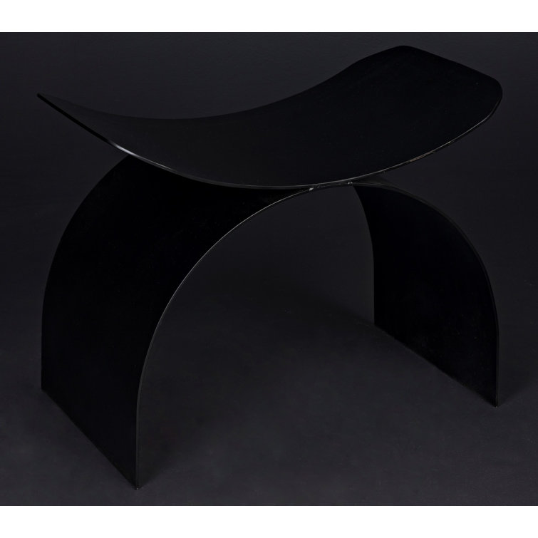 Noir Papillon Black Steel Industrial Accent Stool