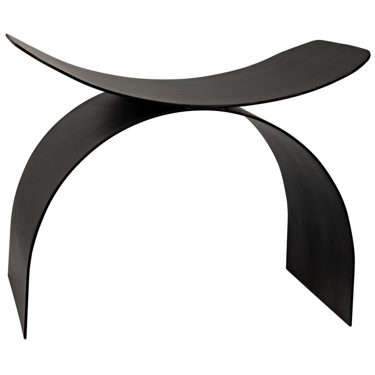 Noir Papillon Black Steel Industrial Accent Stool