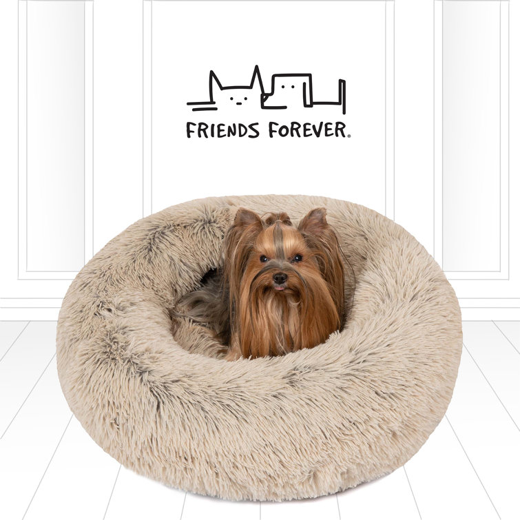 Small Tan Faux Fur Orthopedic Elevated Pet Bed