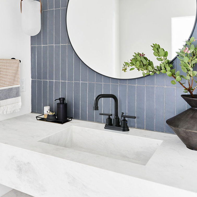 Matte Black Nickel 2-Handle Centerset Bathroom Faucet with Easy Install Drain