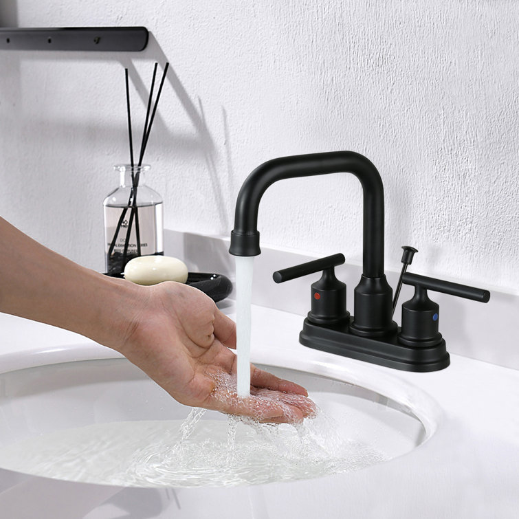Matte Black Nickel 2-Handle Centerset Bathroom Faucet with Easy Install Drain