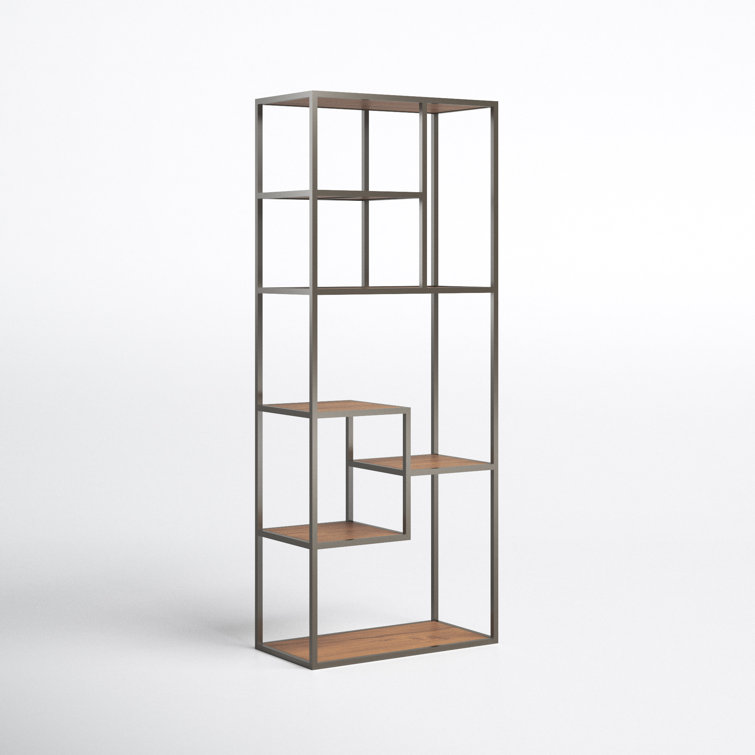 Rothwell Black and Brown Reclaimed Pine Industrial Bookshelf
