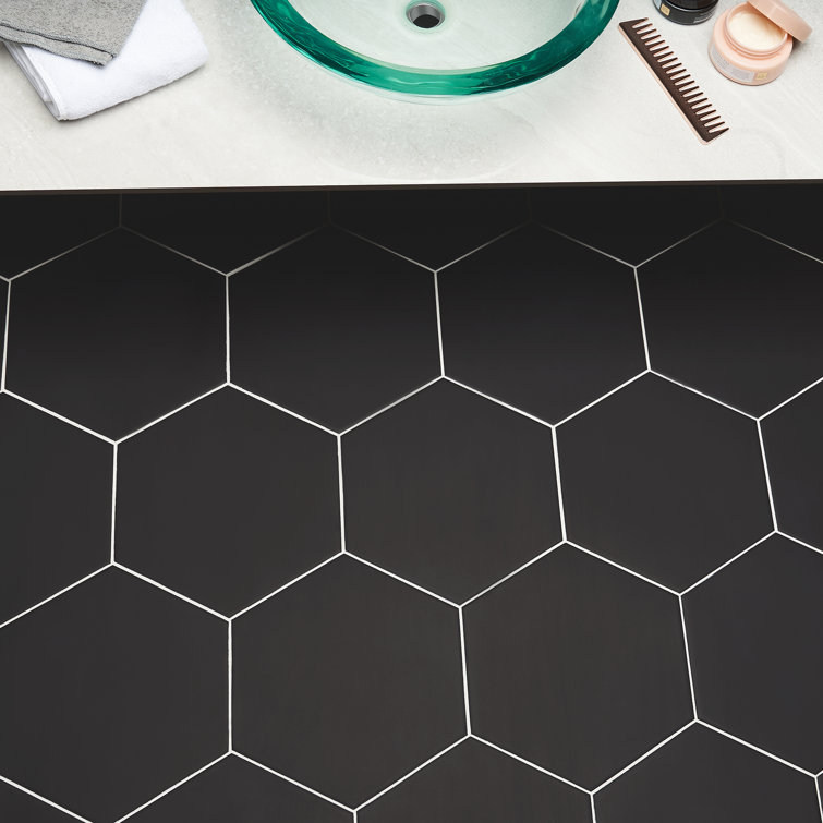 Master Hex 10" x 11" Matte Black Porcelain Tile