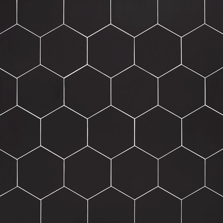 Master Hex 10" x 11" Matte Black Porcelain Tile