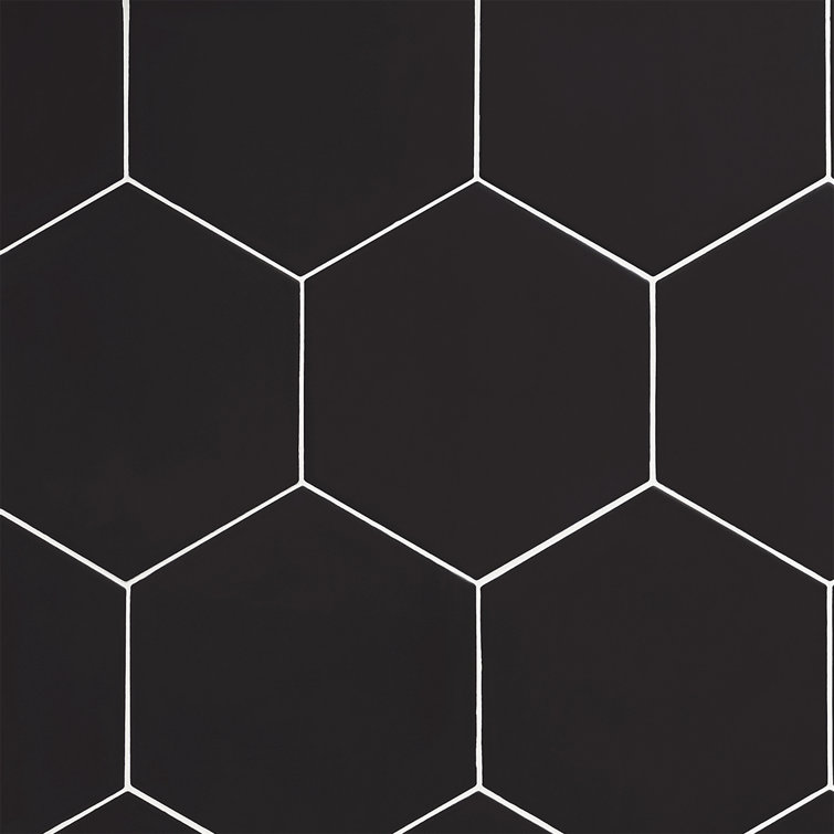 Master Hex 10" x 11" Matte Black Porcelain Tile