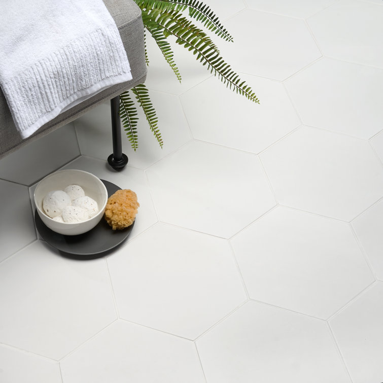 Maestro Matte White Hexagonal Porcelain Wall and Floor Tile