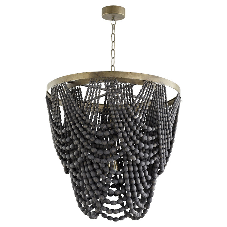 25'' Black Beaded Iron Pendant Light