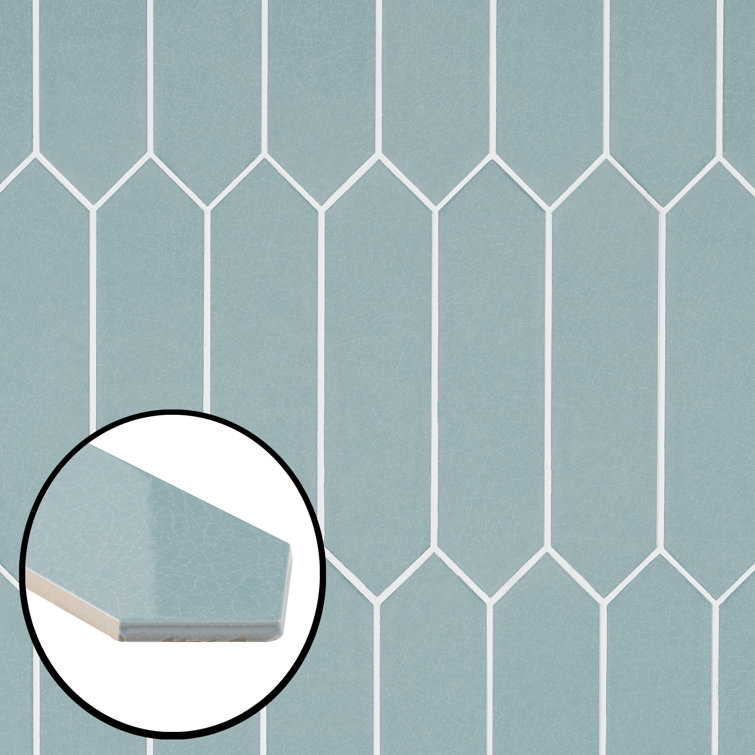 Camino Blue Polished Ceramic Hexagon Wall Tile