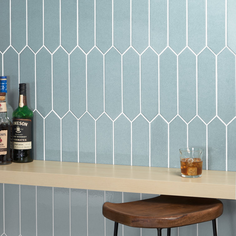 Camino Blue Polished Ceramic Hexagon Wall Tile
