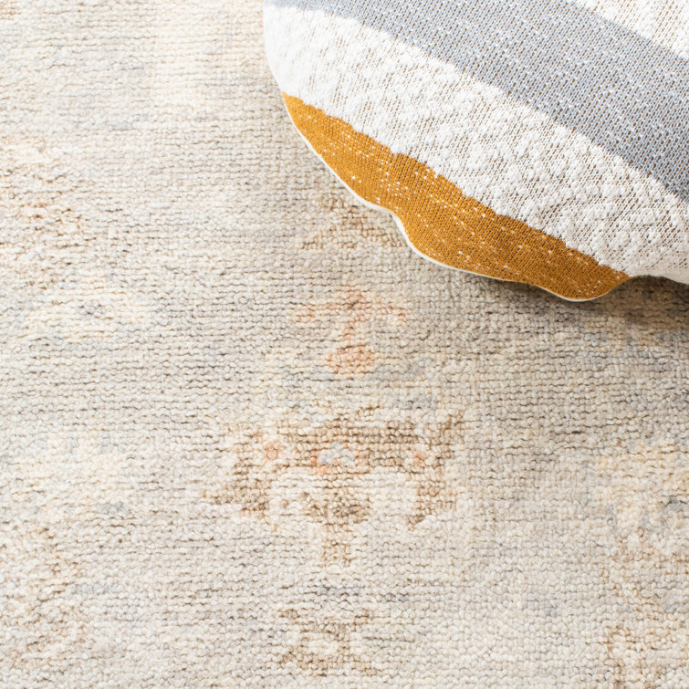 Ivory Hand-Knotted Wool Oriental 9' x 12' Area Rug