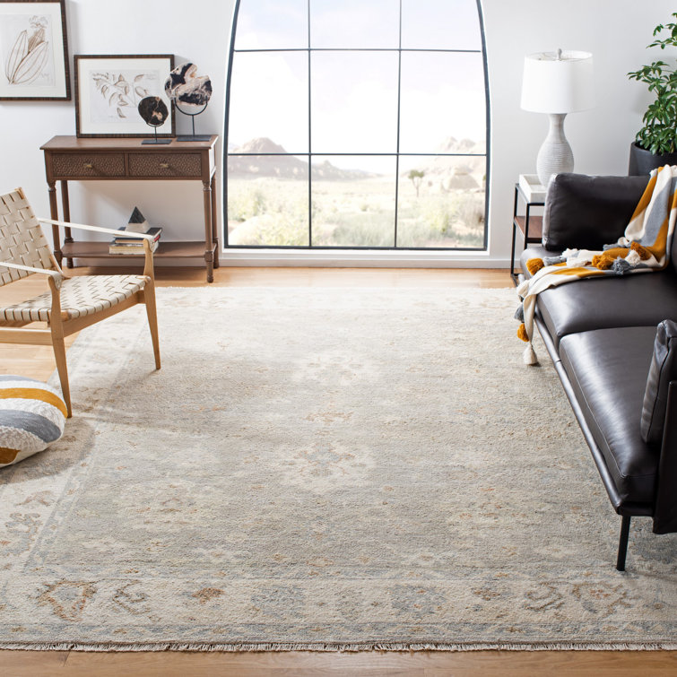 Ivory Hand-Knotted Wool Rectangular Rug, 2' x 3'