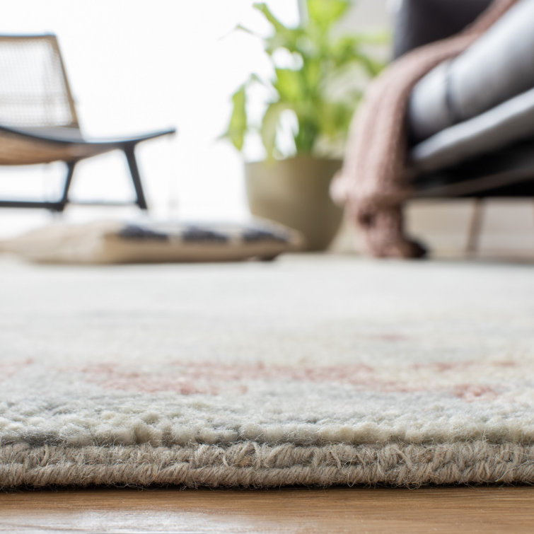 Gray and Ivory Hand-Knotted Wool 6' x 9' Area Rug