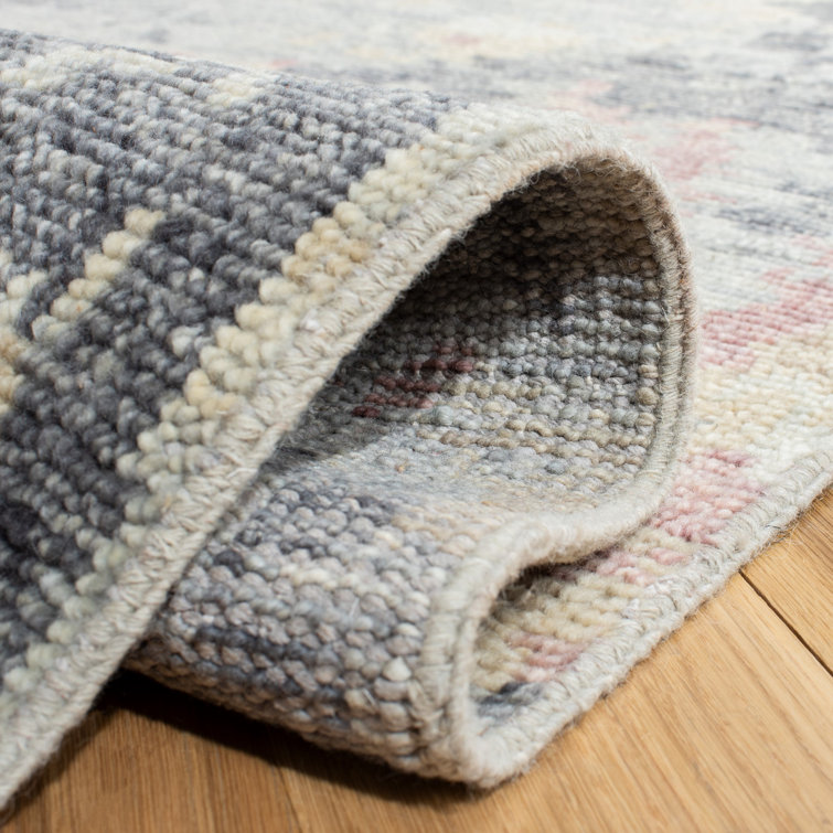 Gray and Ivory Hand-Knotted Wool 6' x 9' Area Rug