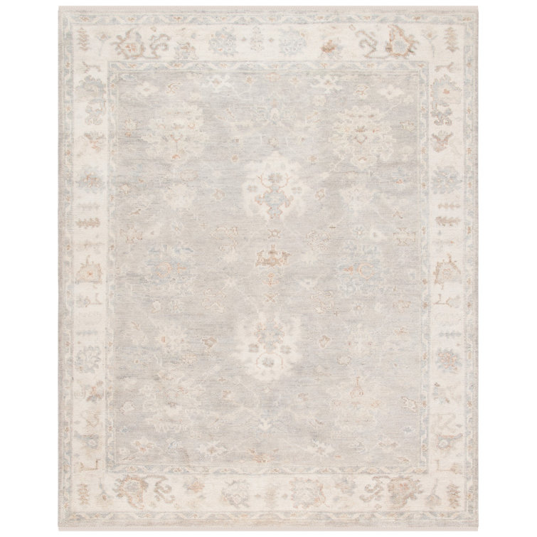 Ivory Hand-Knotted Wool Oriental 9' x 12' Area Rug