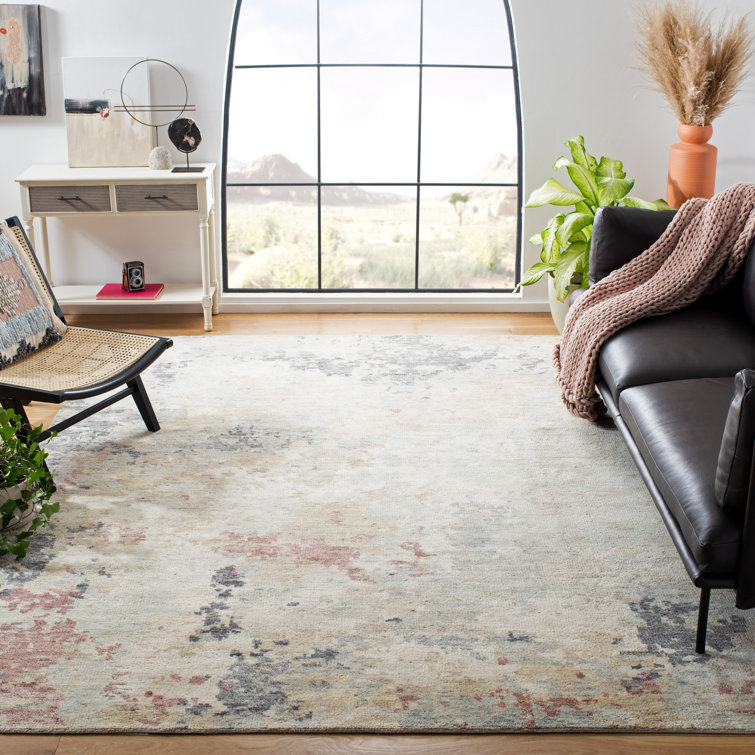 Gray and Ivory Hand-Knotted Wool 6' x 9' Area Rug