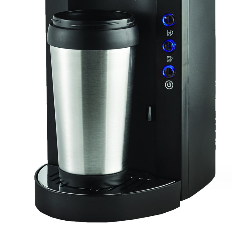 Brentwood Black and Stainless Steel Single Serve Coffee Maker with Travel Mug