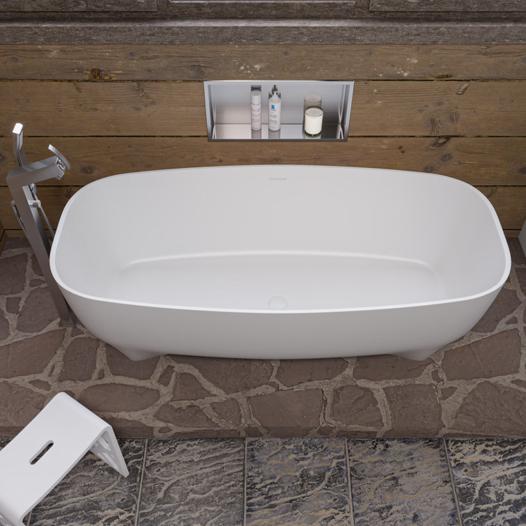 68.4'' White Matte Solid Surface Freestanding Bathtub