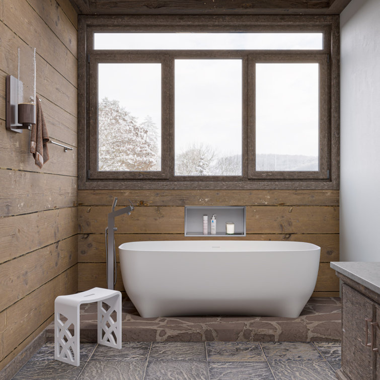White Matte Resin Bathroom and Shower Stool