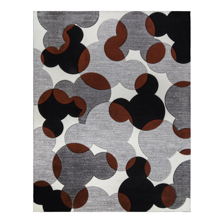 Mickey Mouse Red and White 5' x 7' Kids Area Rug