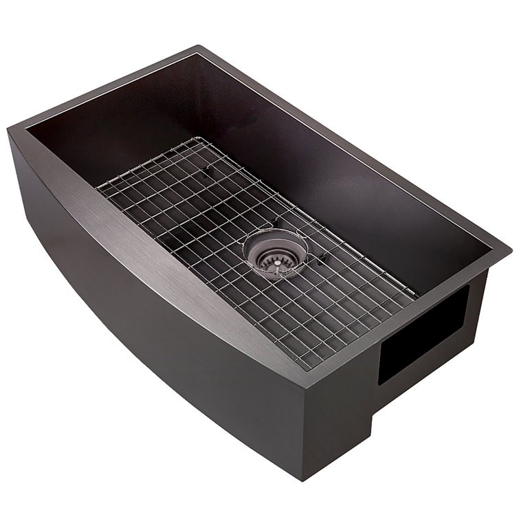 33" Matte Black Stainless Steel Farmhouse Apron Sink