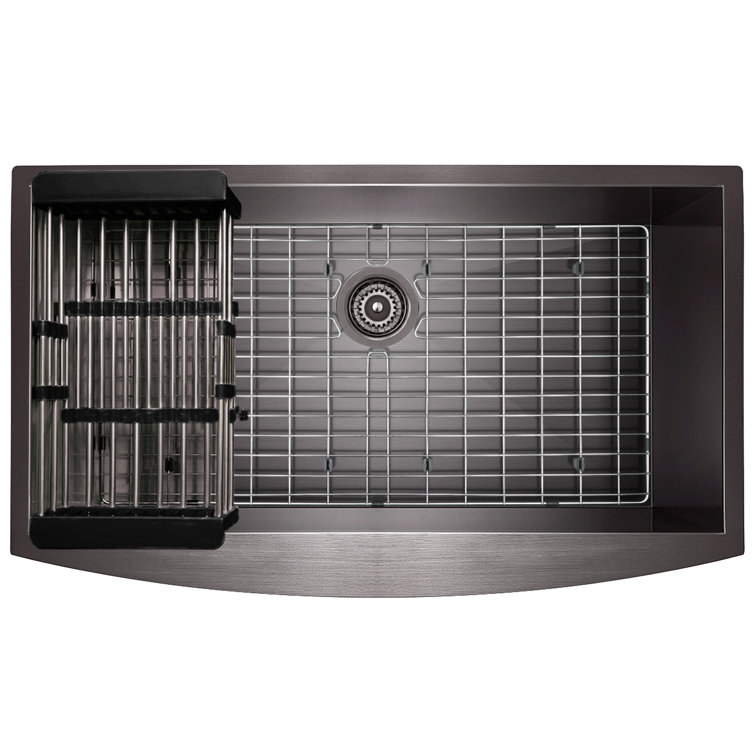 33" Matte Black Stainless Steel Farmhouse Apron Sink