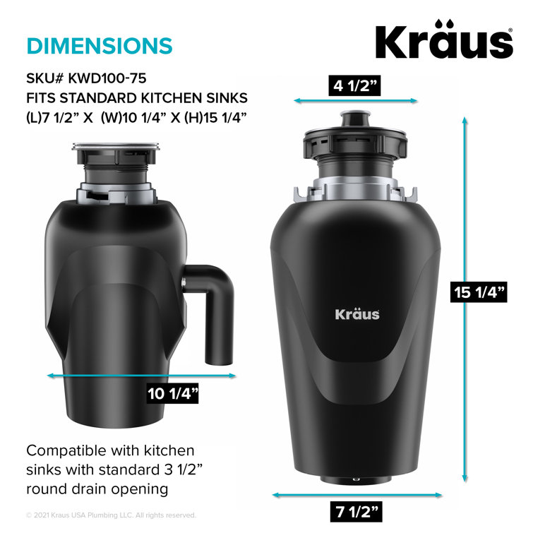 Kraus 33" Black Granite Double Bowl Kitchen Sink with Garbage Disposal