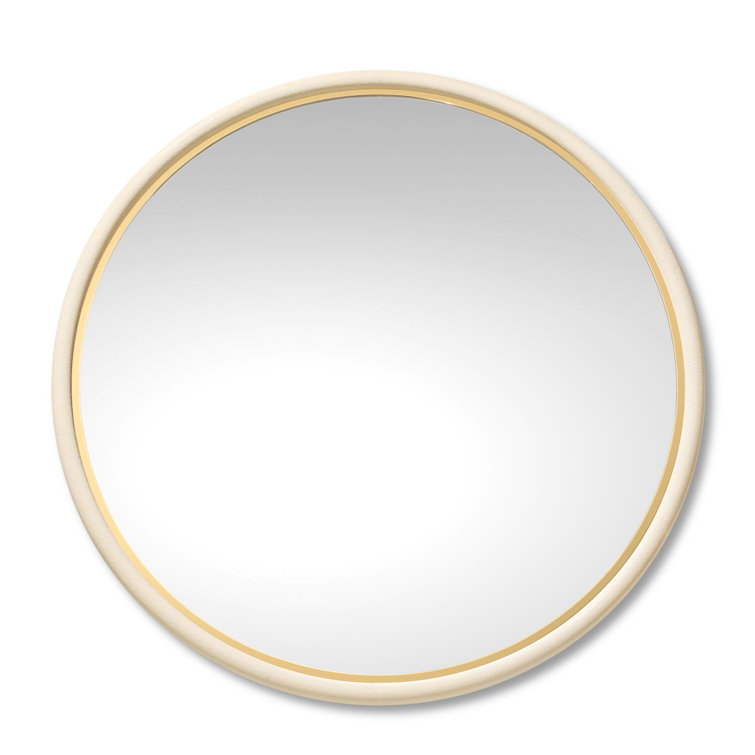 Cream Round Classic Wall Mirror with Engineered Wood Frame