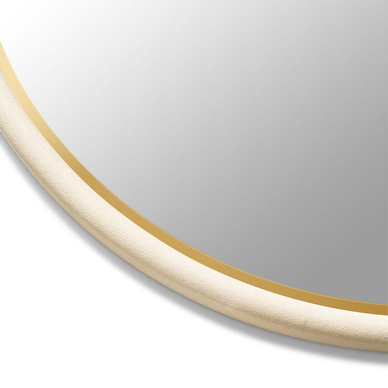 Cream Round Classic Wall Mirror with Engineered Wood Frame