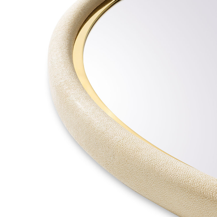 Cream Round Classic Wall Mirror with Engineered Wood Frame