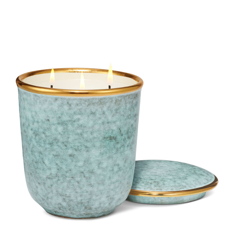 Gold and Green Urn Shape Planter with Lid