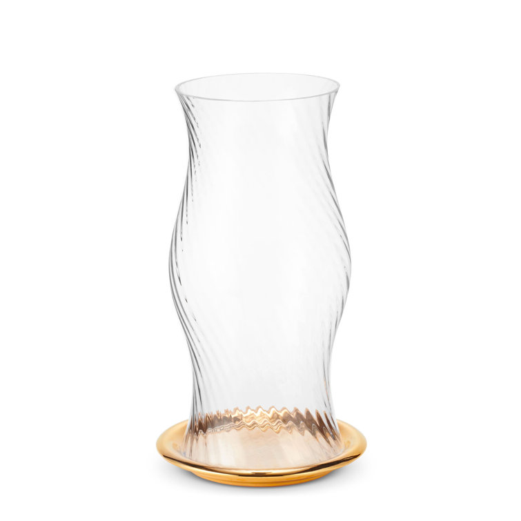 Elegant Gold Ceramic 11.6" Handmade Hurricane Candle Holder