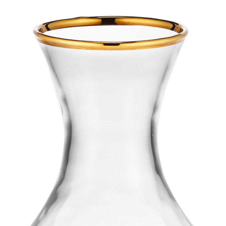Sophia 20oz Hand-Blown Crystal Carafe with Gold Detailing