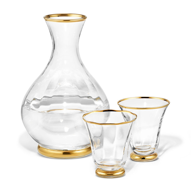 Sophia 20oz Hand-Blown Crystal Carafe with Gold Detailing