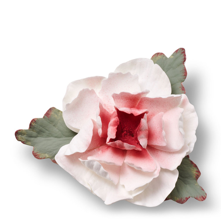 Handmade White and Pink Porcelain Peony Flower
