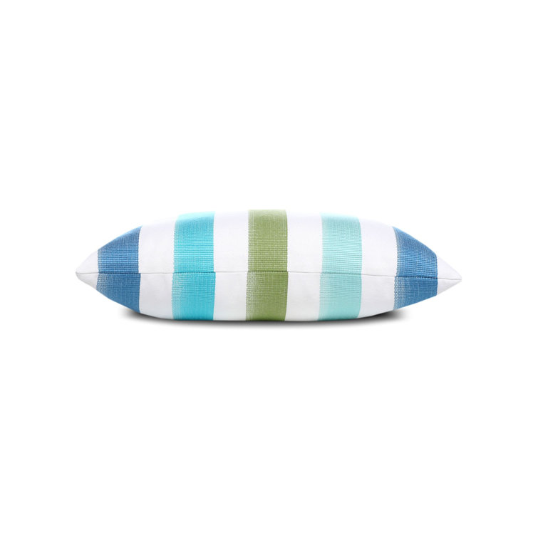 Aqua and Kiwi Stripe Outdoor Square Pillow
