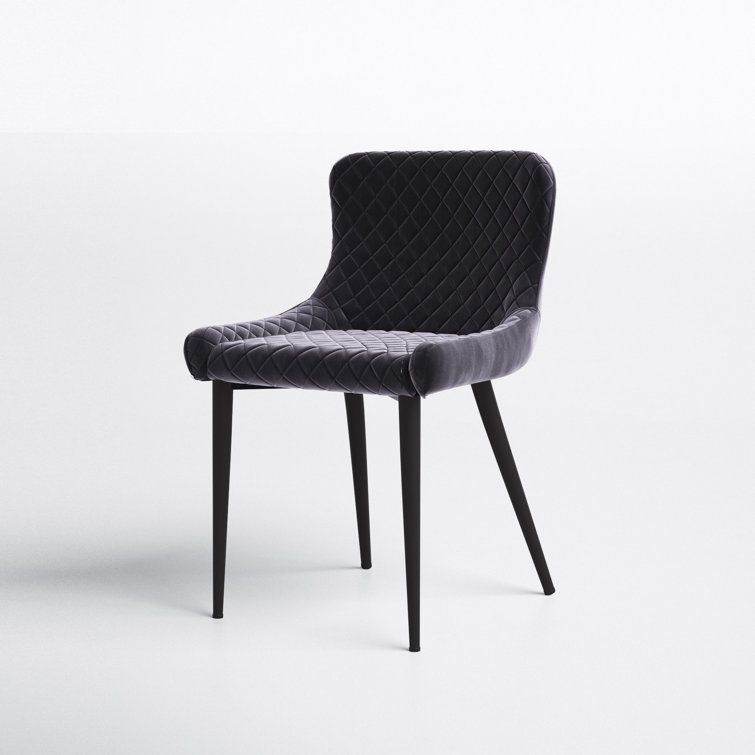 Contemporary Etta Dark Grey Velvet Upholstered Side Chair