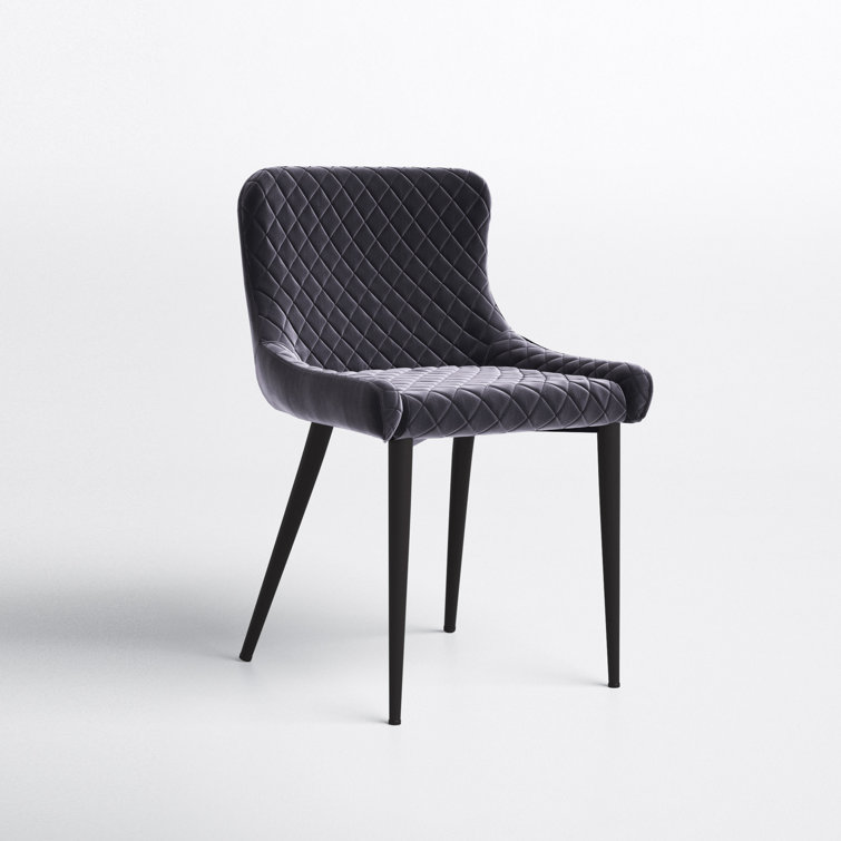 Contemporary Etta Dark Grey Velvet Upholstered Side Chair