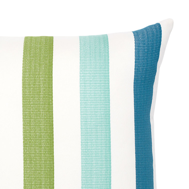 Aqua and Kiwi Stripe Outdoor Square Pillow